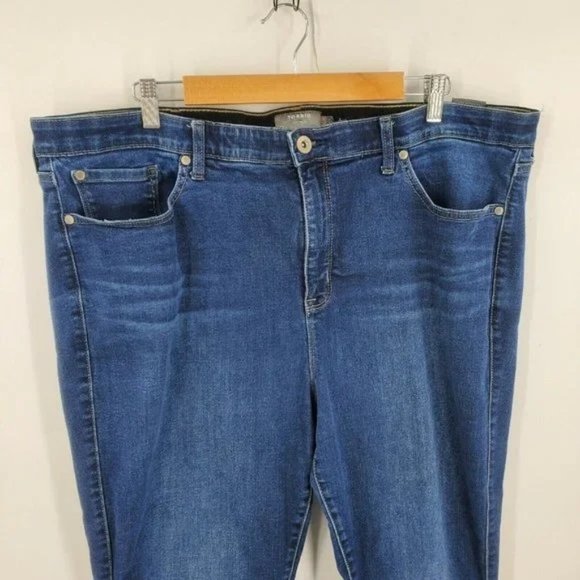 Torrid feel the fit high sky skinny Cotton raw hem plus dark wash jeans - Picture 4 of 6